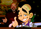 Al Lowe con su flamante Larry, amigo y confidente